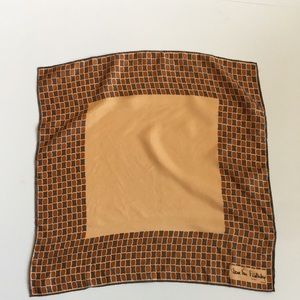 Diane Von Furstenberg Brown and Tan Geometric Silk Scarf